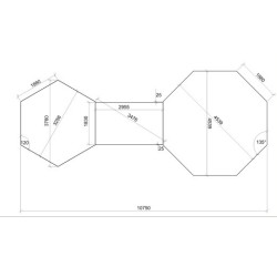 Podwójny domek kempingowy 16,5m2 + 9,2m2