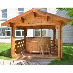 Balia ogrodowa śr. 1,5m z termodrewna z piecem wewnętrznym